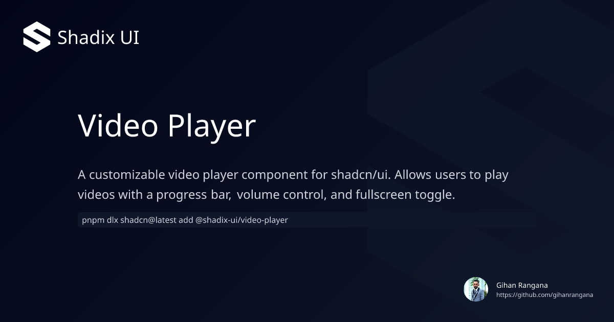 Video Player | Shadix UI